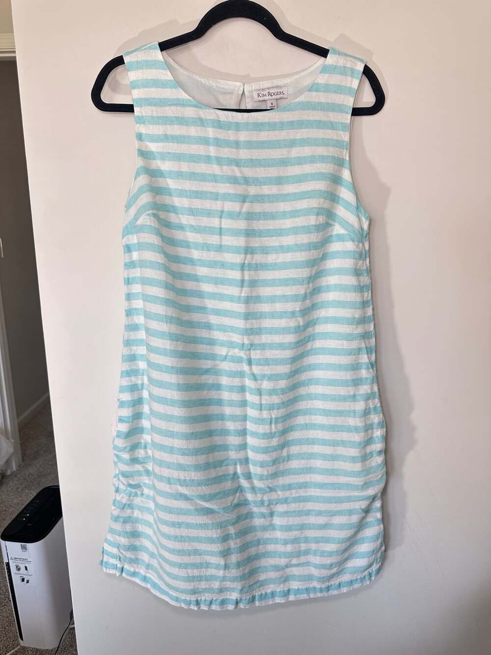 Kim Rogers Blue and White Striped Sleeveless Tank Dress Size S